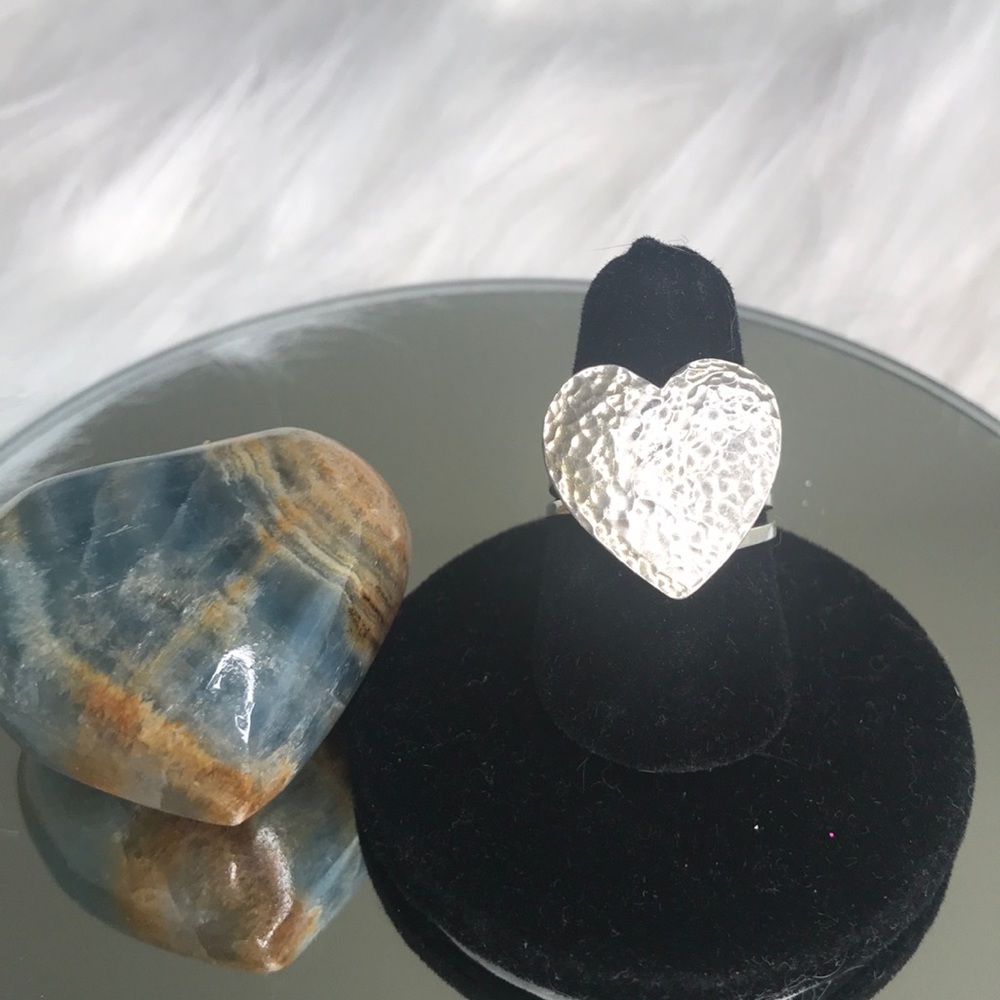 Valentines Day heart ring-size  6 3/4 Sterling silver handmade hammered metal - Picture 2 of 5